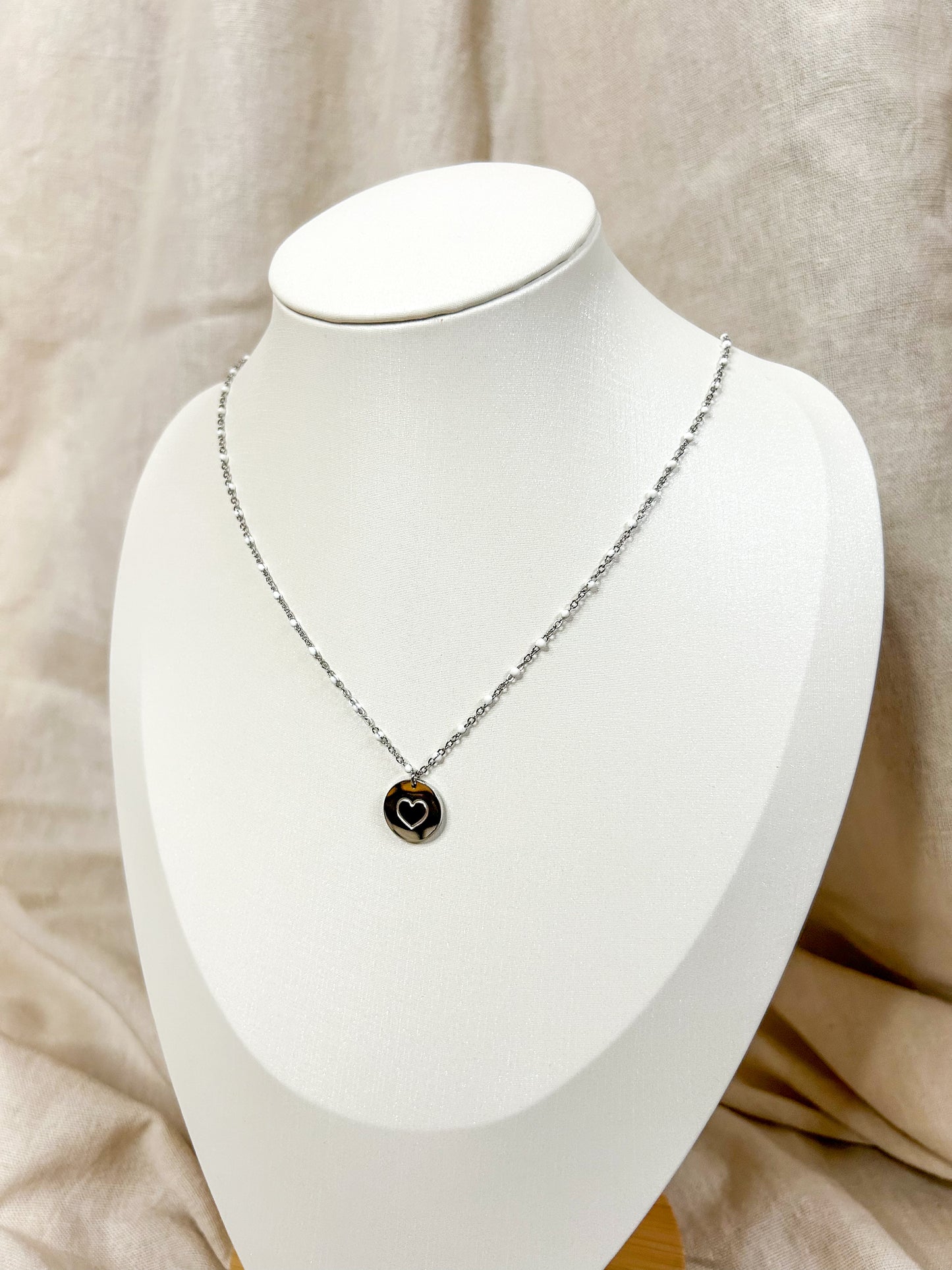 Collier "cœur gravé" Argenté