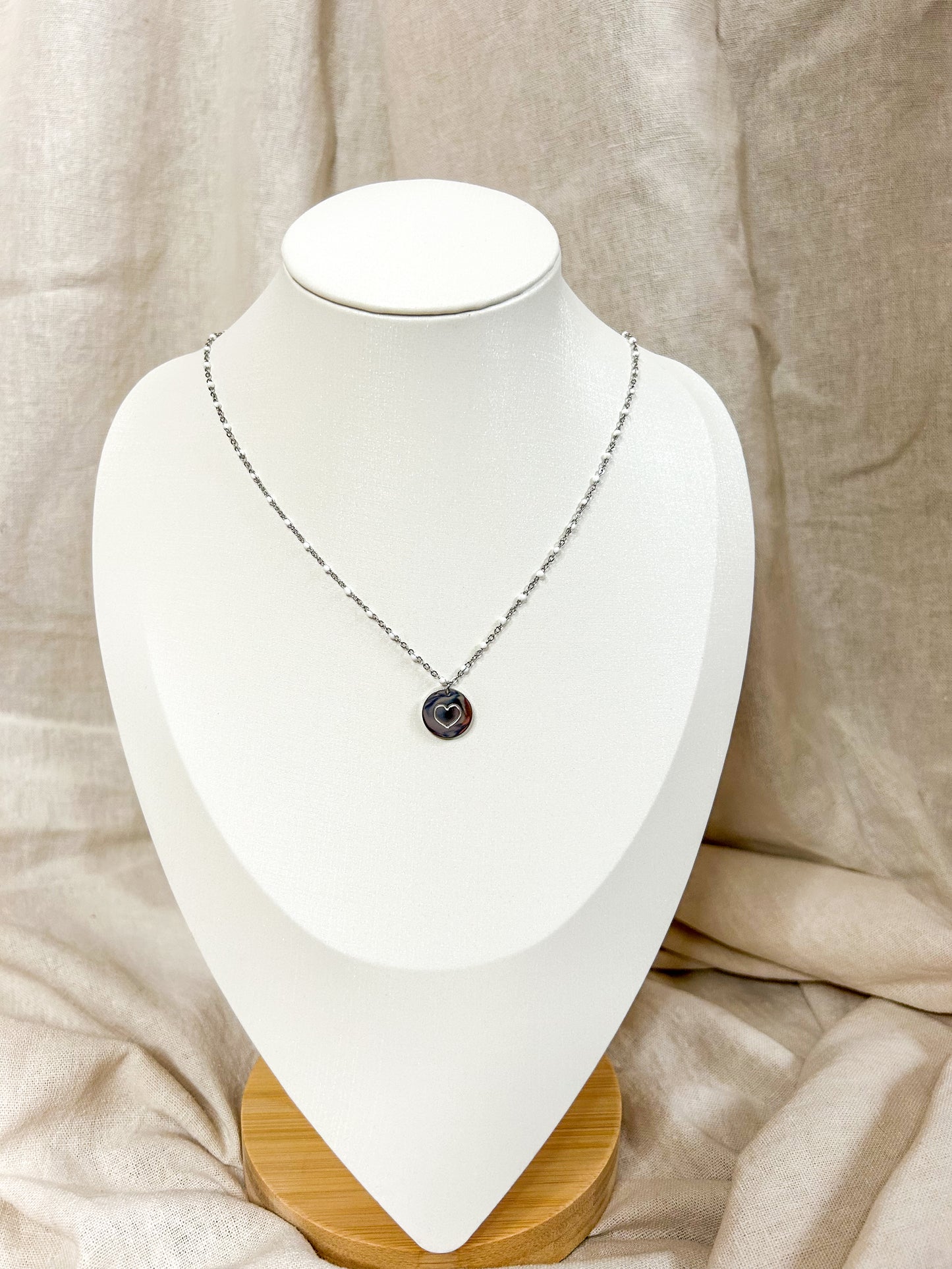 Collier "cœur gravé" Argenté